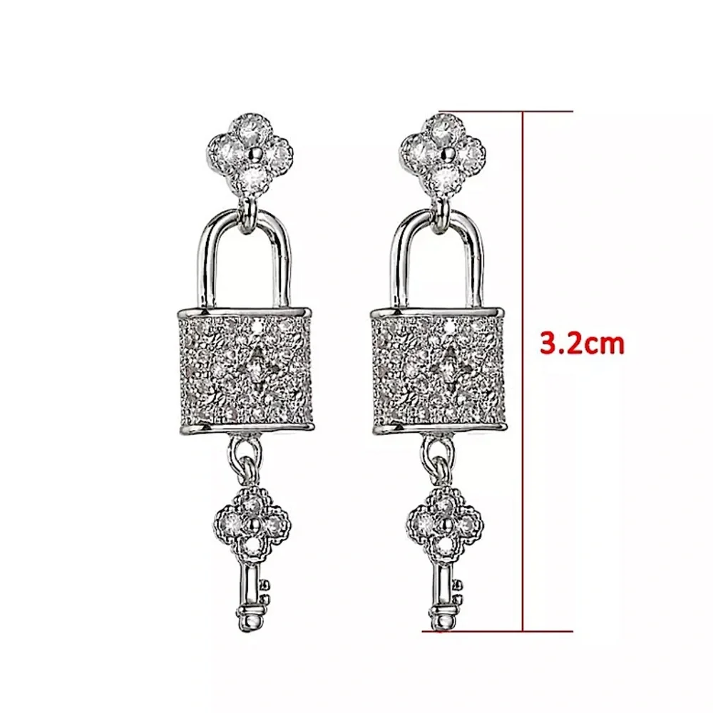 STERLING SILVER BLOSSOM LOCK KEY EARRINGS - Picture 11 of 11